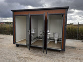 Container sanitario Padiglione WC con tripla cabina