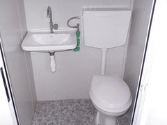Ufficio prefabbricato con WC e lavabo, bagno centrale, 6 metri – K1