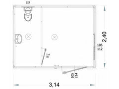 Servizi igienici e lavabi prefabbricati 3 metri H 220 Cortina
