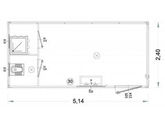 Box prefabbricati con WC, lavabo e doccia, servizi igienici separati a 5 metri – P1